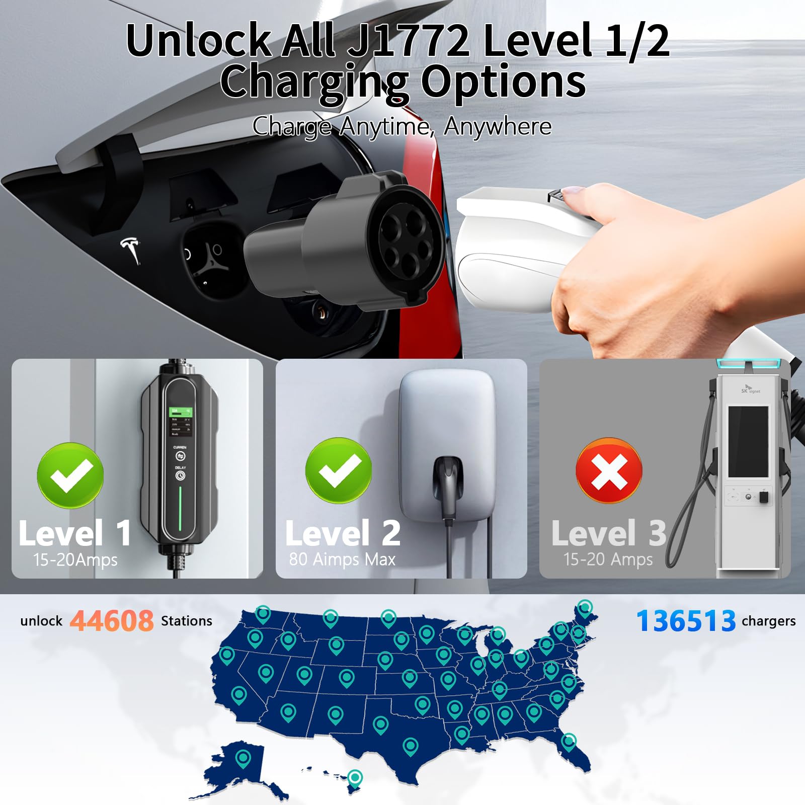 Amazon.co.jp: J1772 - Teslaアダプター - 最大80A 250V AC、Tesla